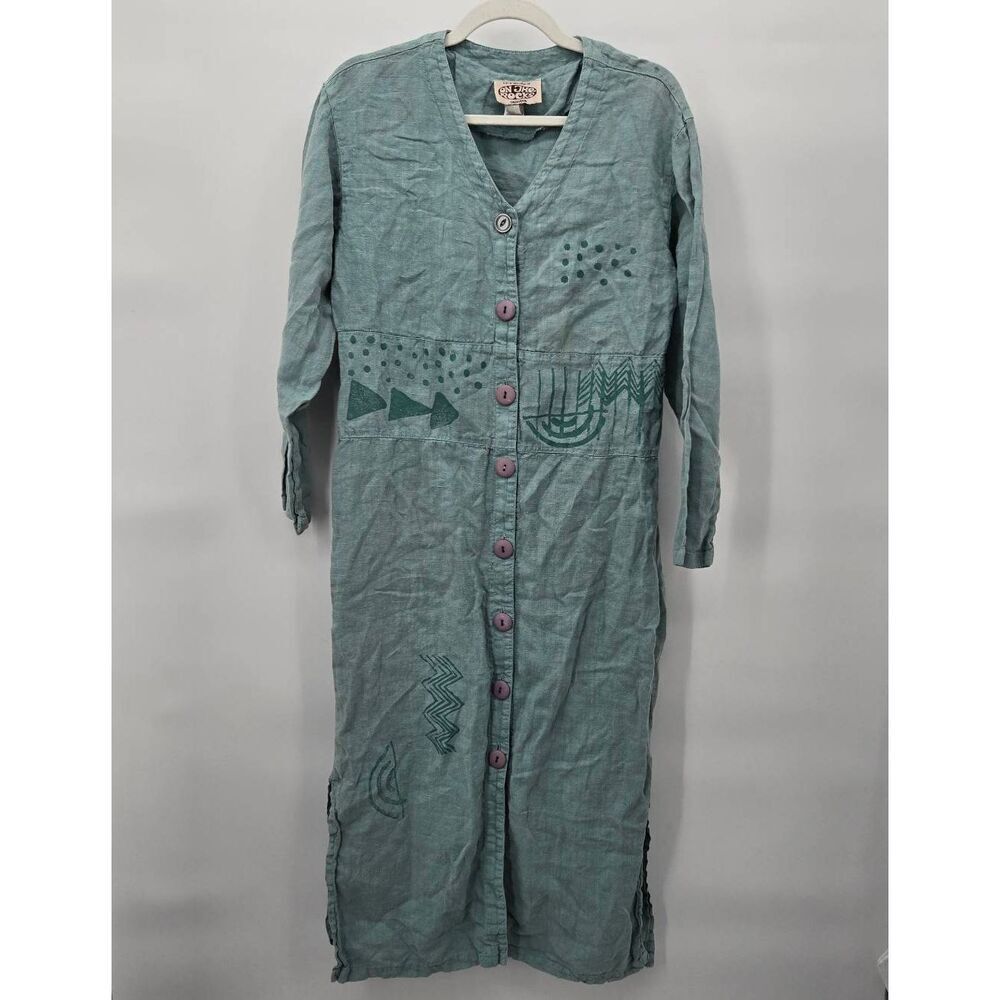 On The Rocks By Rock Candy Vintage Dress Size Medium Green Painted Button Front